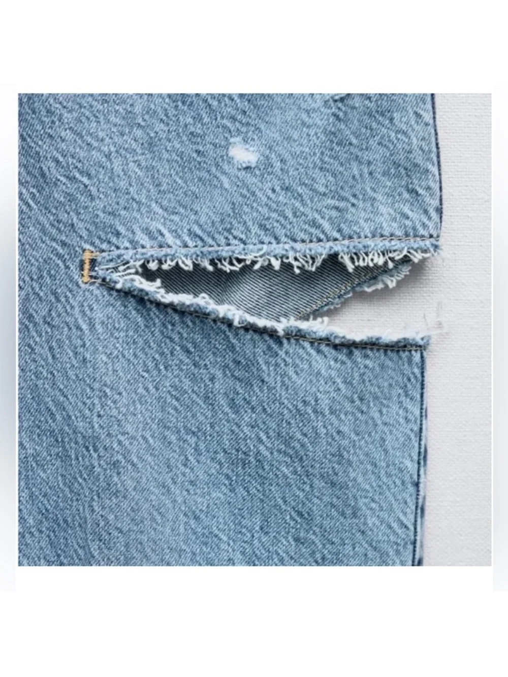 NWT Zara y2k Grunge Festival Mid Waist Ripped Cut Out Straight Jeans Blogger FAV